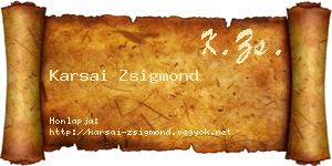 Karsai Zsigmond névjegykártya